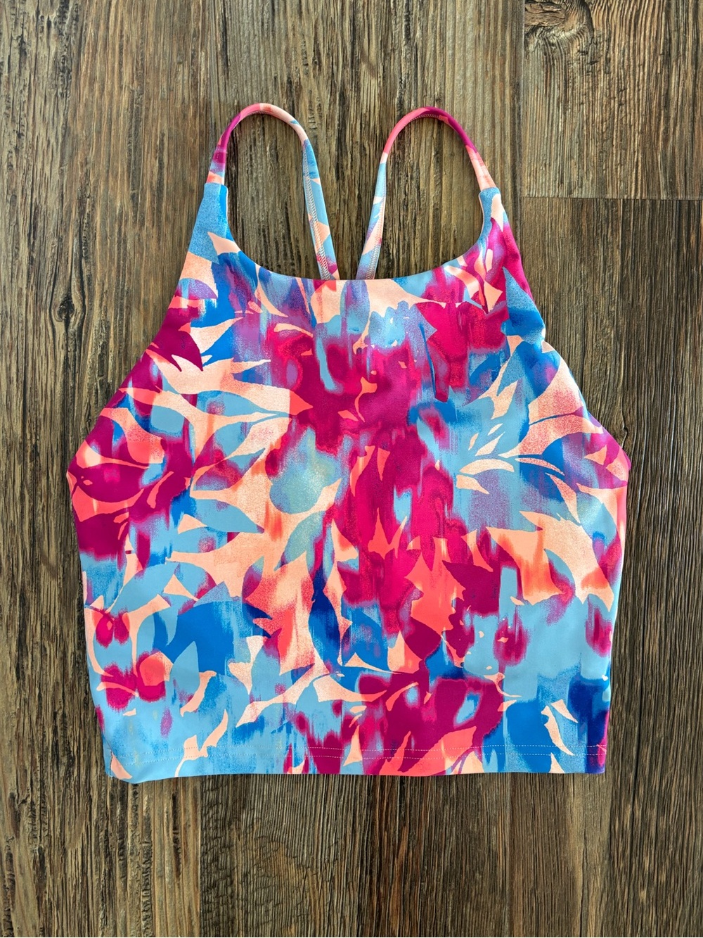 Old Navy Active Lt Support PowerSoft Longline Sports Bra Workout Top S Colorful
